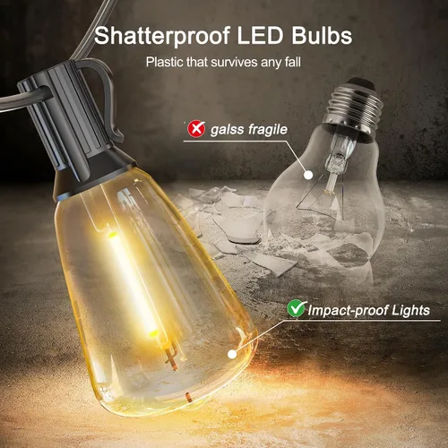 Vista 5 de BLIATLUS Guirnalda de luces solares superbrillantes de 100 pies para exteriores, impermeable, con control remoto, 30+2 bombillas LED ST38