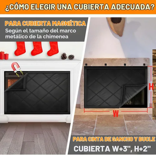Vista 4 de Cubierta magnética para chimenea, manta bloqueadora de chimenea, ahorra energía, tapón de chimenea para interiores para pérdida de calor en invierno
