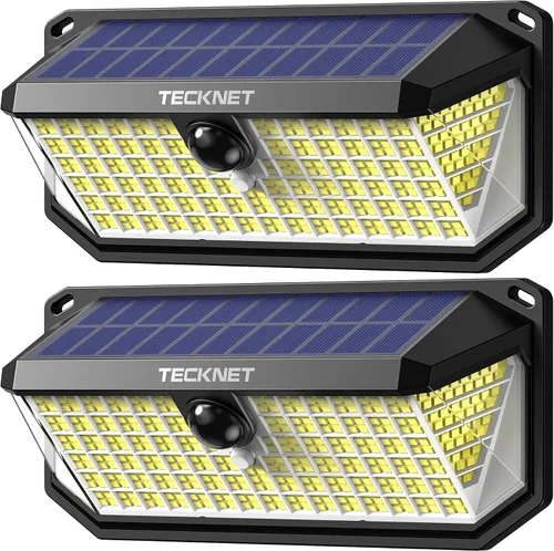 Vista 10 de TECKNET Luces Solares Súper Brillantes para Exteriores Paquete de 3, 2×231 LED y 1×416 LED, Ángulo de 300° y 3 Modos de Iluminación con Sensor
