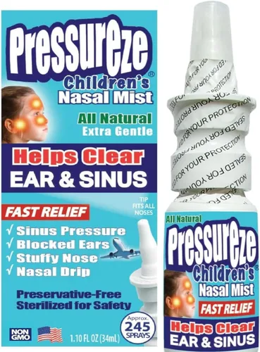 Vista 8 de Pressureze Spray nasal estéril totalmente natural sin conservantes para niños – Spray nasal de alivio rápido – para alergias y congestión sinusales