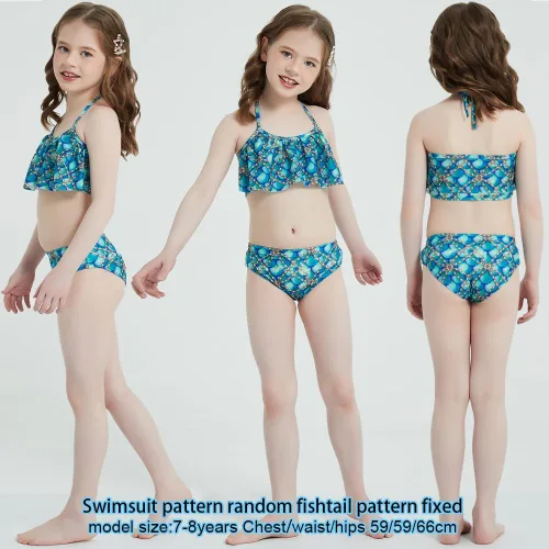 Vista 4 de JQGBBOX Conjunto de bikini con cola de sirena para natación, para niñas, niños y adultos, traje de baño familiar
