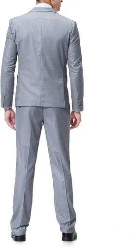 Vista 5 de Cloudstyle Chaqueta de color sólido de 3 piezas con 2 botones y ajuste delgado para hombre, traje formal de boda inteligente