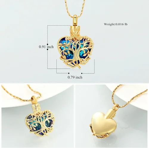 Vista 89 de Imrsanl Collar de urna de árbol de la vida con forma de corazón, joyería de cremación para hombres y mujeres, recuerdo, joyería conmemorativa