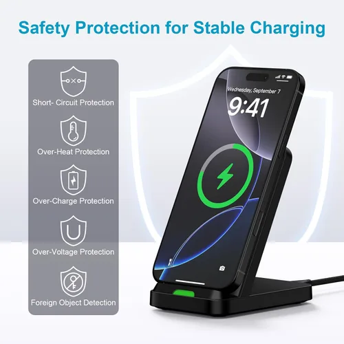 Vista 5 de Cargador inalámbrico Google Pixel Estación de carga rápida para Google Pixel 10a 10 Pro XL 9a 9 8 7, 15 W Android Soporte de cargador de teléfono