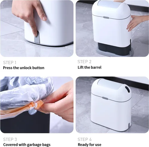 Vista 7 de ELPHECO Cubo de basura para baño, 2.5 galones, con sensor de movimiento, impermeable, con tapa de mariposa, decoración de baño, cesta de basura
