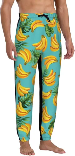 Vista 3 de Mens Cool Joggers Pants Tropical Palm Leaves and Bananas Novelty Casual Sweatpants with Drawstring