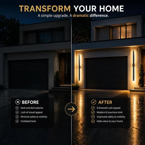 Vista 6 de 2Pack Modern Outdoor Wall Lights Dimmable,23.6" Linear Led Exterior Wall Light,3CCT, Aluminum& PC,IP65-Waterproof, Long Exterior Lighting Fixtures