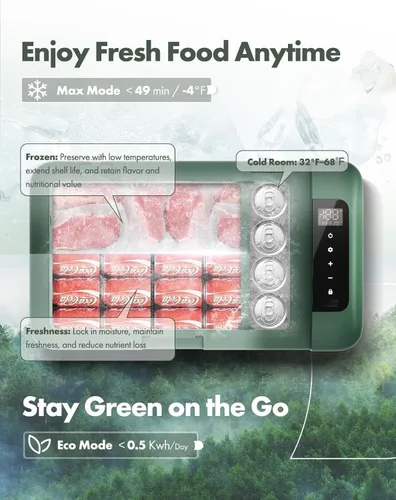 Vista 5 de A-Premium Refrigerador portátil de 12 voltios 21QT/20.1L para auto, enfriador con congelador portátil de enfriamiento rápido -4°F~68°F con 12/24V DC