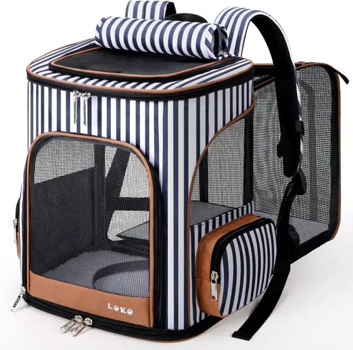 Vista 10 de Lekereise Mochila para Gatos Expandible Transportador de Mascotas Mochila para Gatos y Perros Pequeños, Mochila Transportador de Perros Plegable