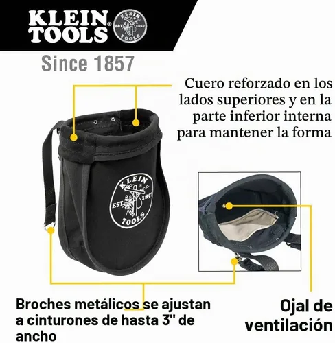 Vista 2 de Klein Tools 51A Bolsa de herramientas, bolsa de utilidad para transportar tuercas y tornillos, con bolsillo interior, lienzo No. 10, 9 x 3.5 x 10