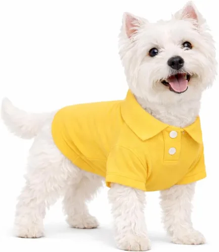 Vista 15 de lovelonglong Polo básico para perro, de algodón de primera calidad, para perros grandes, medianos y pequeños, con cuello de dos botones, color Negro