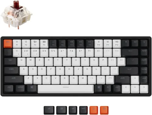 Vista 8 de Keychron K2 Teclado mecánico inalámbrico Bluetooth/USB con cable, diseño 75% intercambiable en caliente, 84 teclas, retroiluminación LED RGB, marco