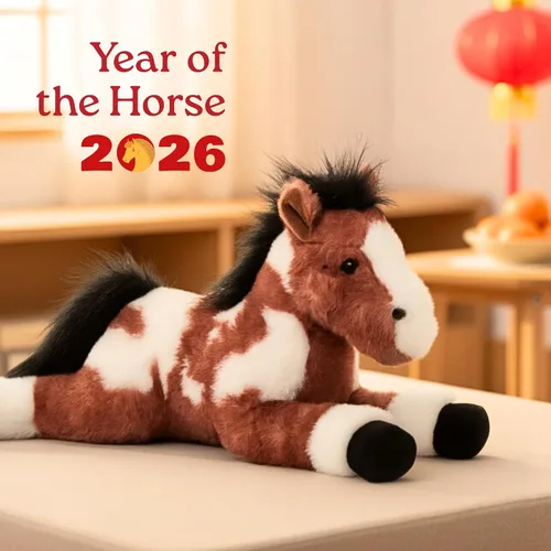 Vista 4 de The Petting Zoo Peluche de caballo pinto, diseño de caballo pinto, regalos para niños, animales salvajes de corral Onez, juguete de peluche