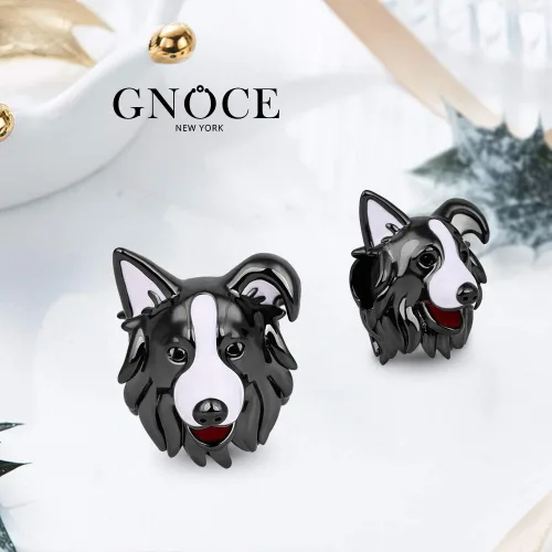 Vista 2 de GNOCE Abalorio de plata de ley para perro chapado en negro para pulsera o collar de mascotas para mujeres y niñas