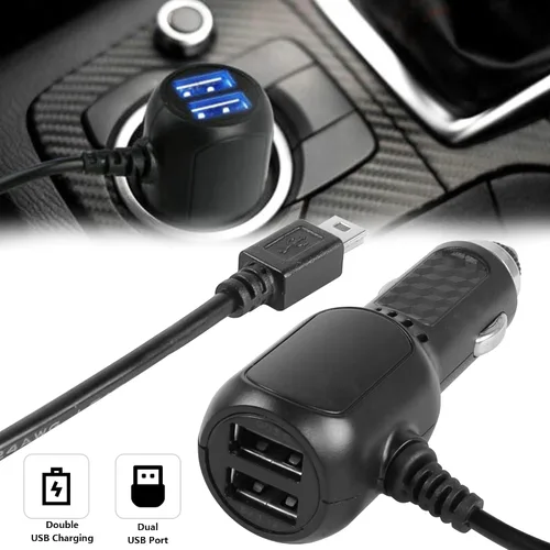 Vista 5 de MEIRIYFA Cable de alimentación para cámara de salpicadero, cargador de cámara de tablero mini USB, cargador rápido QC3.0 para automóvil con puertos