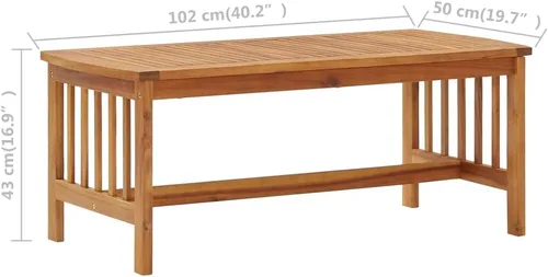 Vista 2 de vidaXL Mesa de centro 40.2"x19.7"x16.9" madera maciza de acacia
