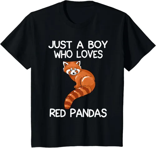 Vista 73 de Just A Boy Who Loves Red Pandas Gift - Camiseta con diseño de panda roja, Negro, S