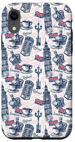 Vista 24 de Funda para iPhone 16 London con Big Ben, Booth, Union Jack, funda de té inglés