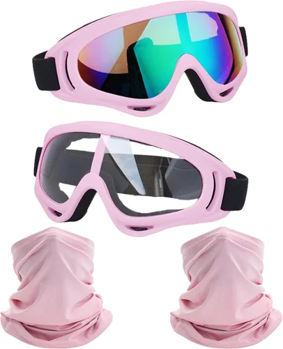 Vista 25 de LJDJ Paquete de 2 gafas de motocicleta para motocross con cuello Negro+máscara
