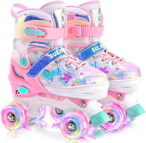 Vista 12 de SULIFEEL - Patines ajustables para niños para niños de 3-5, 5-8, 6-12 años con ruedas iluminadas ajustables de 4 tamaños, el mejor regalo para niños
