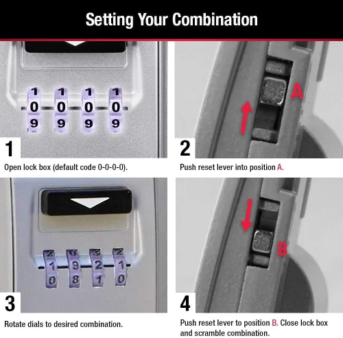 Vista 6 de Master Lock 5425D - Caja de seguridad para montaje en pared con diales iluminados, establece tu propia combinación, capacidad de 6 llaves