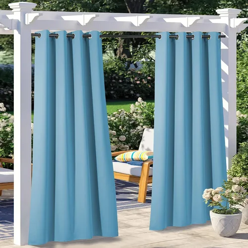 Vista 71 de NICETOWN Cortina para Exteriores para Patio Impermeable de 84 Pulgadas de Ancho, Aislamiento Térmico con Ojales Antioxidantes Bloqueo UV Cortina