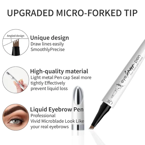 Vista 7 de Pluma de cejas de 4 puntas, trazos naturales para el cabello, cejas, forro, barba, línea capilar (1#café claro)
