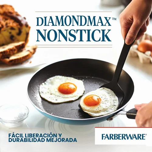 Vista 6 de Farberware Cookstart DiamondMax - Juego de utensilios de cocina, ollas y sartenes antiadherentes, aptos para lavavajillas, incluye bandeja