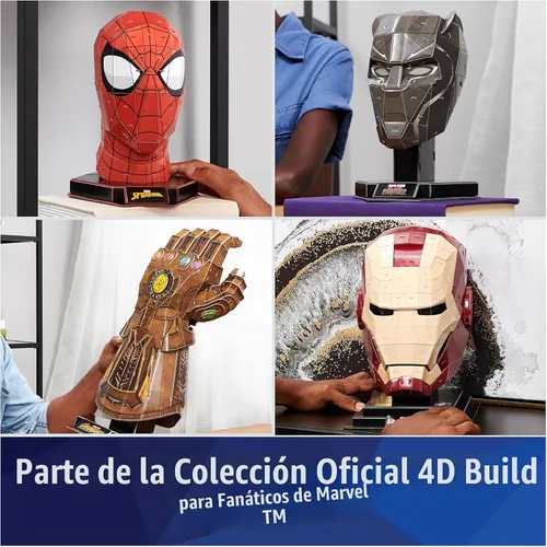 Vista 6 de 4D Build, Marvel Black Panther Kit de modelo de rompecabezas 3D con soporte, coleccionables de Marvel y decoración de escritorio, rompecabezas