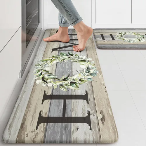 Vista 37 de KIMODE - Alfombra de cocina antifatiga para el piso, de 17.3 x 29 pulgadas, alfombra de cocina de estilo rústico, antideslizante, acolchada
