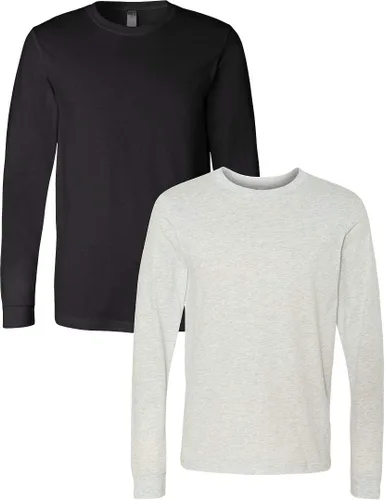 Vista 99 de Canvas Filmore 3501 - Camiseta de 4.2 onzas para hombre manga larga (1) Ceniza + (1) Jaspeado atlético