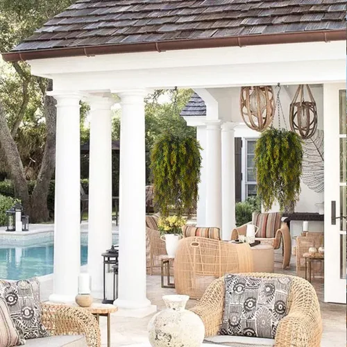 Vista 5 de ZFProcess Cesta de plantas colgantes artificiales para decoración de primavera al aire libre, plantas falsas de algas marinas resistentes a los Verde