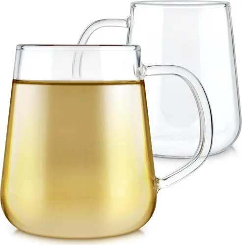 Vista 9 de Teabloom Juego de 2 tazas de vidrio de borosilicato prémium para té o café, 6 onzas, aptas para microondas y manchas