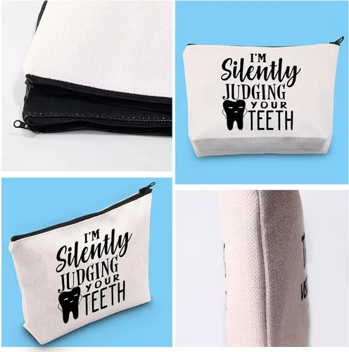 Vista 7 de Regalo para dentistas, regalo para higienista dental, regalo para asistente dental, estoy juzgando silenciosamente tus dientes con cremallera