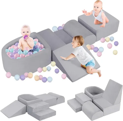 Vista 11 de Juguetes de escalada para niños pequeños de 1 a 3 años, bloques de escalada de espuma con pozo de pelotas para bebé, juguetes de escalada