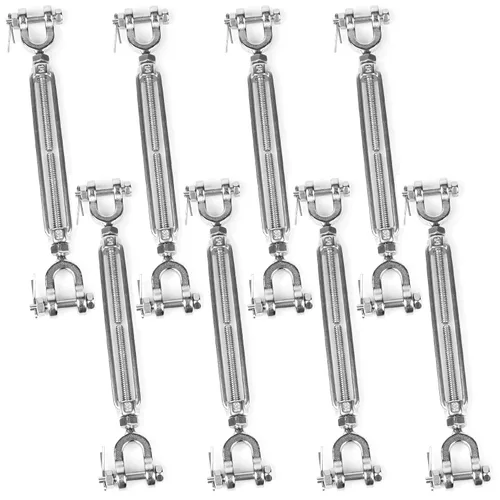 Vista 10 de 2 tensores M12 de 1/2 pulgada de acero inoxidable 304 de mandíbula y mandíbula tensor de mandíbula, tensor de cable resistente, límite de carga