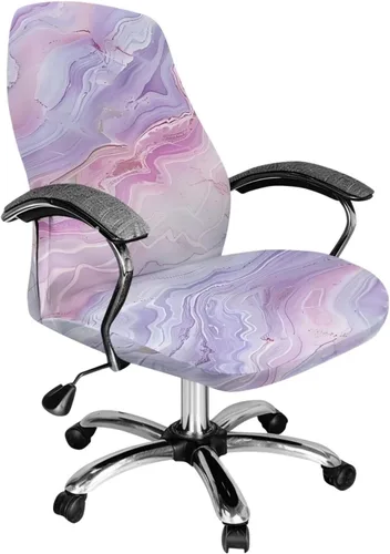 Vista 9 de Xoenoiee Bee Floral Print Office Chair Covers, Stretch Computer Boss Chair Cover with Button High Back Chair Slipcover Anti-Dust Rotating Chair