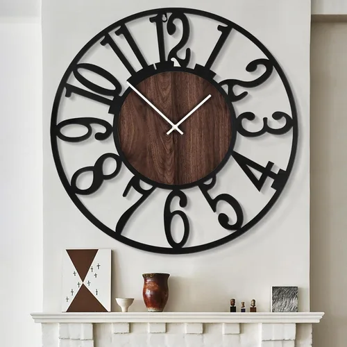 Vista 28 de LEIKE Relojes de Pared Grandes, Silenciosos, Sin Tictac, Funcionan con Baterías, Rústico Redondo Moderno Gran Reloj de Pared de Madera para Sala