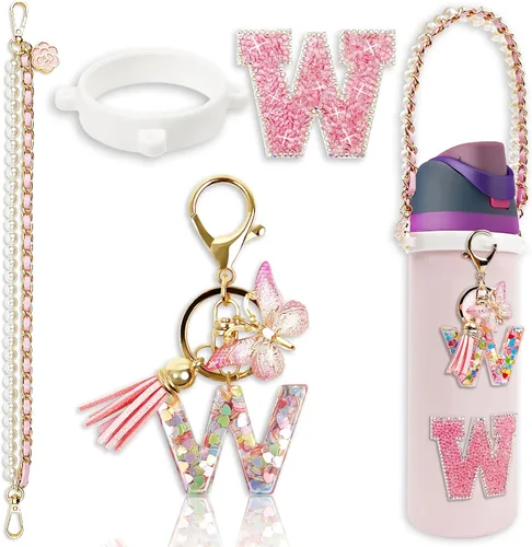 Vista 40 de Letter Handle Strap Accessories with Cute Initial Charm Compatible with Owala Water Bottle 24oz 32oz 40oz Owala Kids