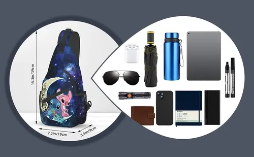Vista 5 de Pcoxeim Cartoon Anime Crossbody Sling Backpack for Women Men Gifts Multipurpose Sling Bag Travel Hiking Gym Chest Bag Daypack