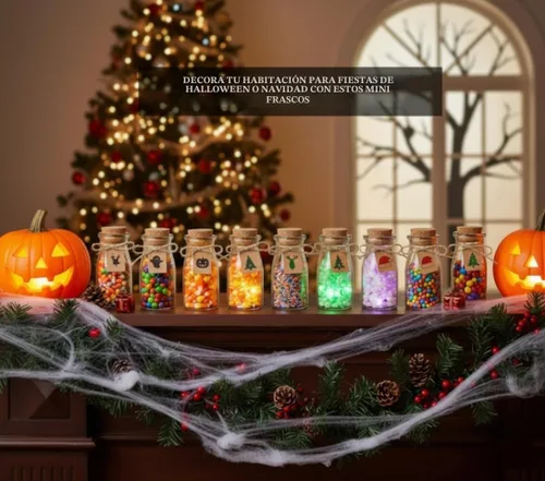 Vista 2 de Otis Classic Tarros pequeños de vidrio con tapas, juego de 12 mini botellas de vidrio con corchos para decoraciones de Halloween, decoración