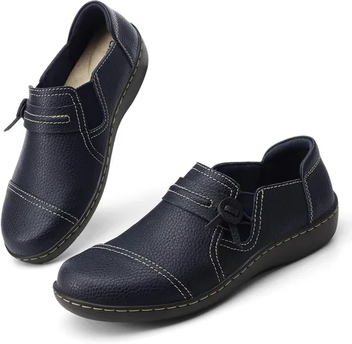 Vista 8 de LAZYPOP Mocasines de cuero clásicos y cómodos para mujer, bonitos zapatos de vestir informales, ligeros, para caminar, zapatos planos