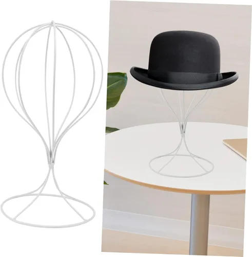 Vista 5 de Garneck Estante de hierro forjado para sombreros, soporte de exhibición de mesa, organizador de escritorio negro, trípode portátil, soporte