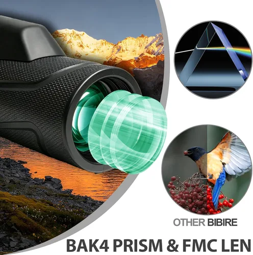 Vista 2 de BIBIRE Telescopio monocular 12X42 para la observación de aves de alta Monoculares HD con trípode FMC y BAK4 y adaptador de teléfono para observar