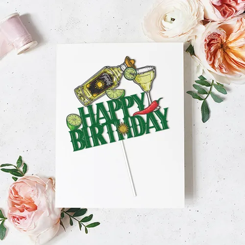 Vista 4 de Decoración para tartas de fiesta de cumpleaños de tequila – Suministros de fiesta de Cinco de Mayo para hombres – Taco Bout A Party Cocktail
