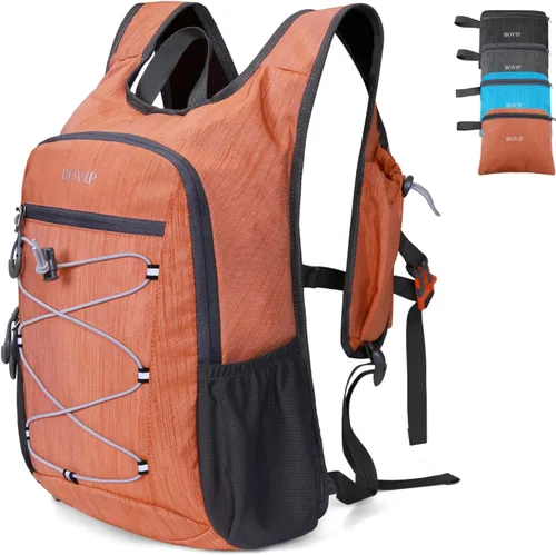 Vista 9 de BOVIP Mochila de senderismo de 20L Mochila de senderismo plegable ligera Mochila de viaje pequeño al aire libre Bolsa de hombro plegable Negro