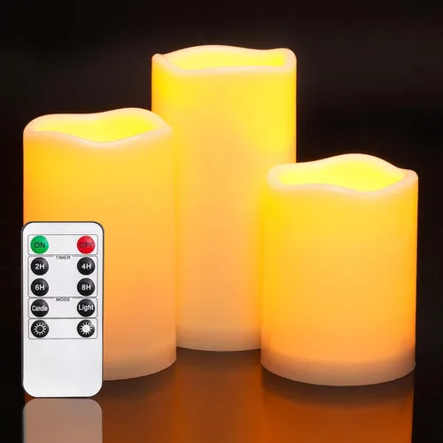 Vista 11 de Homemory paquete de 9 velas sin llama, impermeables para exteriores, velas LED acrílicas que funcionan con pilas, con control remoto y temporizador