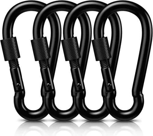 Vista 11 de AUTMATCH Carabiner Clips 3" - Heavy Duty Spring Snap Hook Clips Negro (estilo platy)