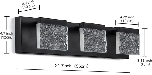 Vista 4 de EDISLIVE Moderna lámpara de tocador de baño de 21.7 pulgadas, 3 luces LED regulables para pared de baño, para sala de estar, dormitorio, 6000 K