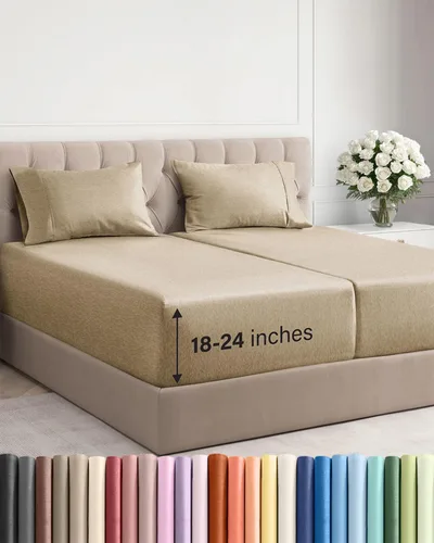 Vista 47 de Sábanas individuales de bolsillo extra profundo, sábanas transpirables y refrescantes de 3 piezas, juego de sábanas de lujo para hotel, suaves, sin